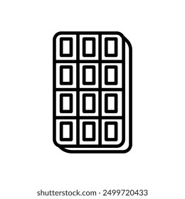 Vector de icono de barra de chocolate en estilo de línea