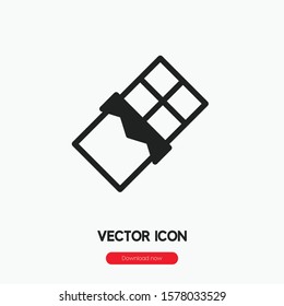 Chocolate bar icon vector. Chocolate bar symbol. Linear style sign for mobile concept and web design. Chocolate bar symbol illustration. Pixel vector graphics - Vector.