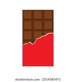 Chocolate bar icon, vector with wrapper. Flat illustration of chocolate bar vector icon for logo, app web design. Vector illustration.