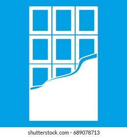 Chocolate bar icon white isolated on blue background vector illustration