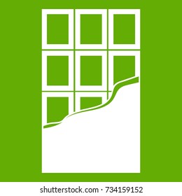 Chocolate bar icon white isolated on green background. Vector illustration