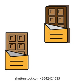 Chocolate bar icon. Wrapped sweet vector. Brown dessert shape. Snack food illustration.