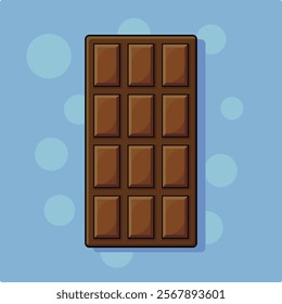 chocolate bar illustration with blue background. suitable for use as an icon or asset for a food and snack themed project