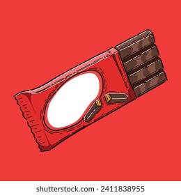 chocolate bar illustration vector design isolated in red background