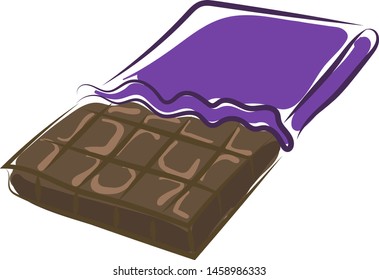 Chocolate bar, illustration, vector on white background.
