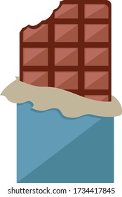 Chocolate bar, illustration, vector on white background