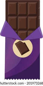 Chocolate bar, illustration, vector on a white background.
