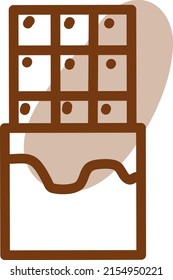 Chocolate bar, illustration, vector on a white background.