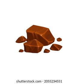 Chocolate bar isolated candy piece of choco realistic icon. Vector milk or black chocolate square bars, yummy nutrition eating. Sweet dessert, blocks of cocoa dessert, confectionery food snack