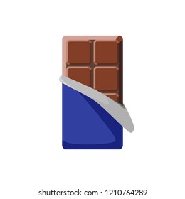 Chocolate bar isolated icon, chocolate in blue package, editable vector and good for advertising purpose