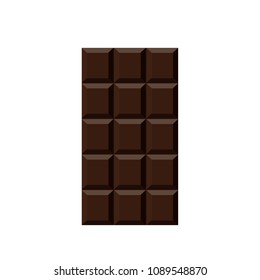 Chocolate bar isolated on white background. Top view. Vector.