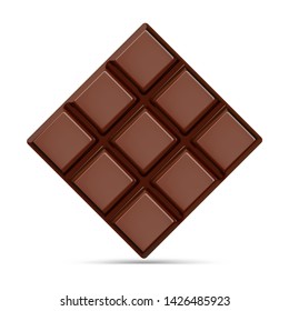 Chocolate bar isolated on white background. Vector illustration canoe use for your design. EPS10.