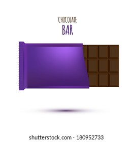 Chocolate Bar isolated on white background. Vector