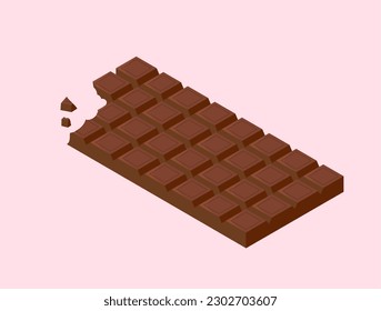 chocolate bar Isometric. Candy vector isolated White, dark and milk chocolate for Valentines day and White day. Dessert, ingredient for cake and sweet.