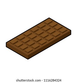 Chocolate bar isometric. Sweetness Vector illustration. Food
