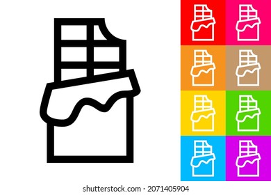 Chocolate Bar. Line Icon With Different Color Background.