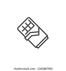 Chocolate bar line icon. linear style sign for mobile concept and web design. Chocolate bar with wrapped foil outline vector icon. Dessert, snack symbol, logo illustration. Pixel perfect vector