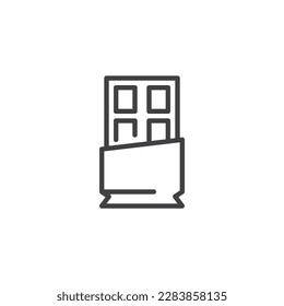 Icono de línea de barra de chocolate. signo de estilo lineal para concepto móvil y diseño web. Icono vectorial de contorno de chocolate. Símbolo, ilustración del logotipo. Gráficos vectoriales