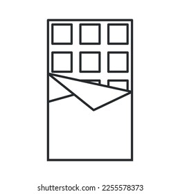 Chocolate bar line icon. Opened chocolate bar. Vector illustration. Eps 10.