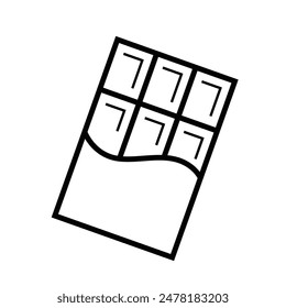 Chocolate bar linear vector icon isolated on white background, Outline bar of chocolate, simple black and white icon