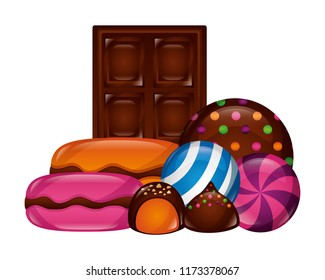 chocolate bar macarons bonbons round candies