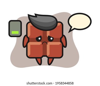 Caricatura de mascota de la barra de chocolate haciendo un gesto cansado, diseño de estilo lindo para camiseta, pegatina, elemento logo