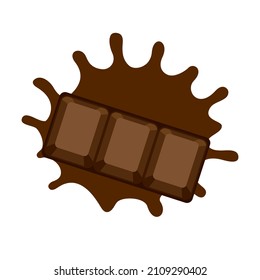 Chocolate bar with melted milk chocolate dripping icon vector. Milk chocolate bar splash icon isolated on a white background vector