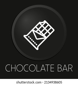 Barra de chocolate icono de línea vectorial mínima en botón 3D aislado en fondo negro. Vector Premium.
