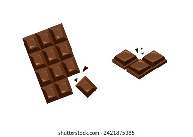 Barra de chocolate con piezas faltantes. Perfecto para material promocional, envasado o contenido de medios sociales para marcas de pastelería y amantes del chocolate.