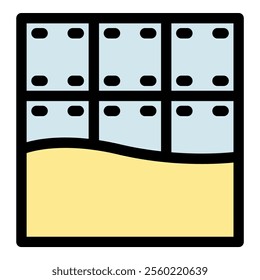 Chocolate bar with nine squares on top and filling, representing a sweet treat