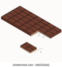 Chocolate. Chocolate bar with nuts on white background isolated vector image in isometry