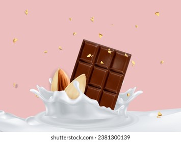 Chocolate Bar Nuts Shell With White Milk Illustration 