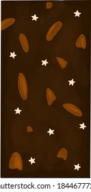 chocolate bar with nuts and sprinkles in the form of stars