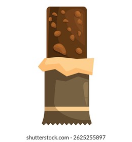 Chocolate bar with nuts wrapped in foil is waiting to be eaten
