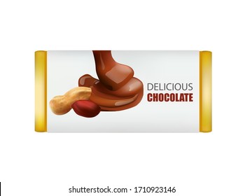 Schokoladenriegel mit Nüssen, Verpackungsdesign, Logo für die Vektorillustration