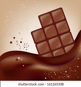 chocolate bar on a beautiful background. vector illustration