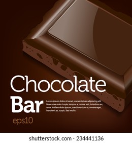 Chocolate bar on brown dark background