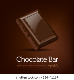 Chocolate bar on brown dark background