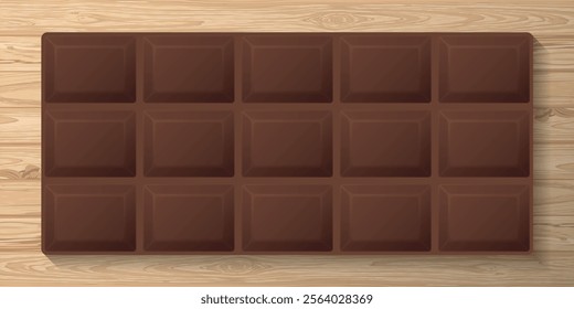 Chocolate bar on cut timber panels whitewashed texture background graphic illustration.