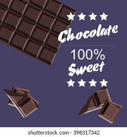 Chocolate bar on purple background with logo