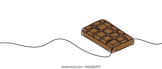Barra de chocolate una línea continua de dibujo. Ilustración vectorial mínima de chocolate desdoblado