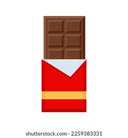 Chocolate bar in open package vector illustration