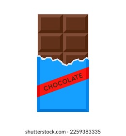 Chocolate bar in open package vector illustration