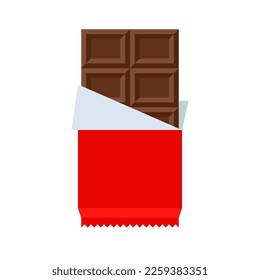 Chocolate bar in open package vector illustration