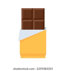 Chocolate bar in open package vector illustration