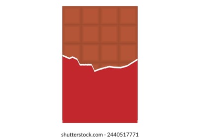 Chocolate bar in the open wrapper vector icon. Chocolate sweets illustration for ad design confectionery shop 6 9 8