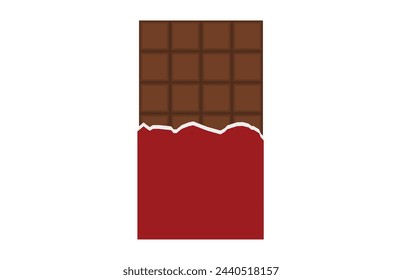 Chocolate bar in the open wrapper vector icon. Chocolate sweets illustration for ad design confectionery shop 7 8 7