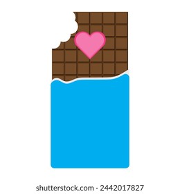 Chocolate bar in the open wrapper vector icon. Chocolate sweets illustration for ad design confectionery shop. Chocolate bar icon. Flat illustration of chocolate bar vector icon for web design.