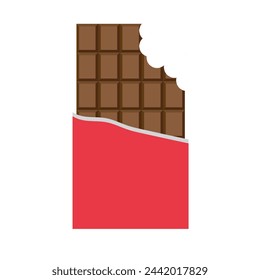 Barra de chocolate en el icono de vector de envoltura abierta. Ilustración de dulces de chocolate para la tienda de confitería de diseño de anuncios. Icono de la barra de chocolate. Ilustración plana del icono del vector de la barra de chocolate para el diseño web.