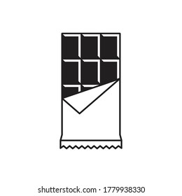 Chocolate bar opened wrapped icon, Dessert symbol, Vector illustration